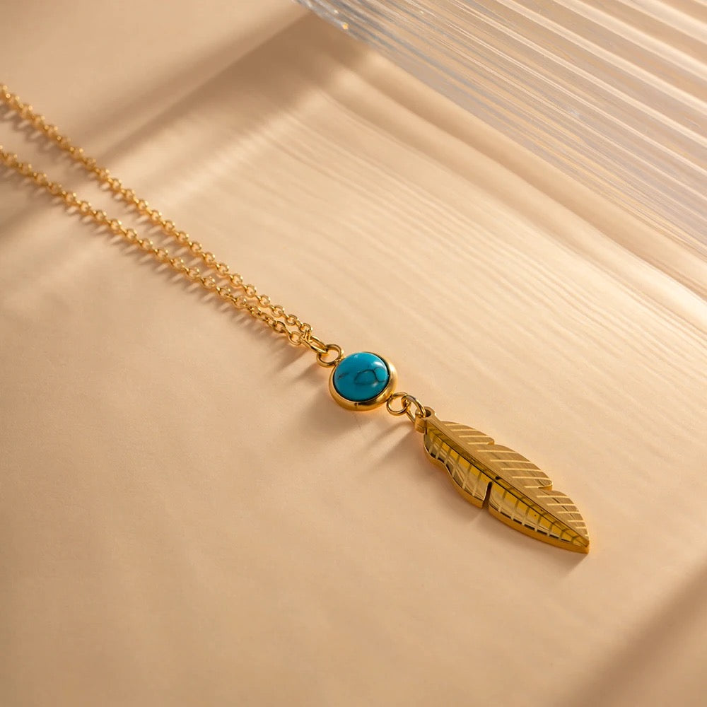 Blue Feather Necklace