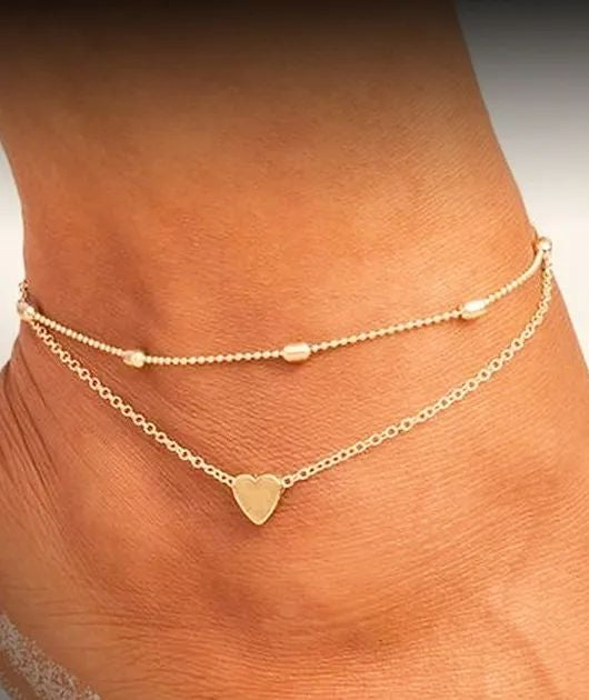 Double Layer Heart Anklet