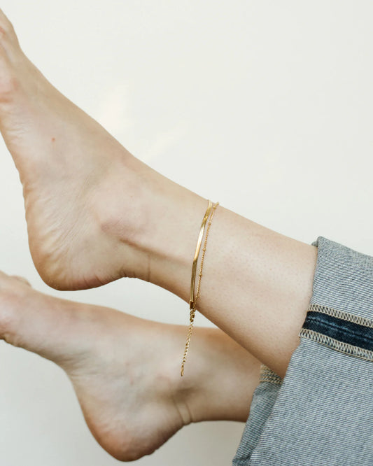 Double Layer Chains Anklet