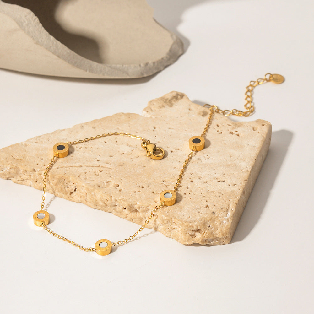 Roman (Black/White) Anklet