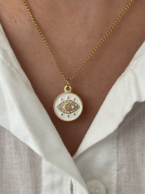 White Evil Eye Necklace