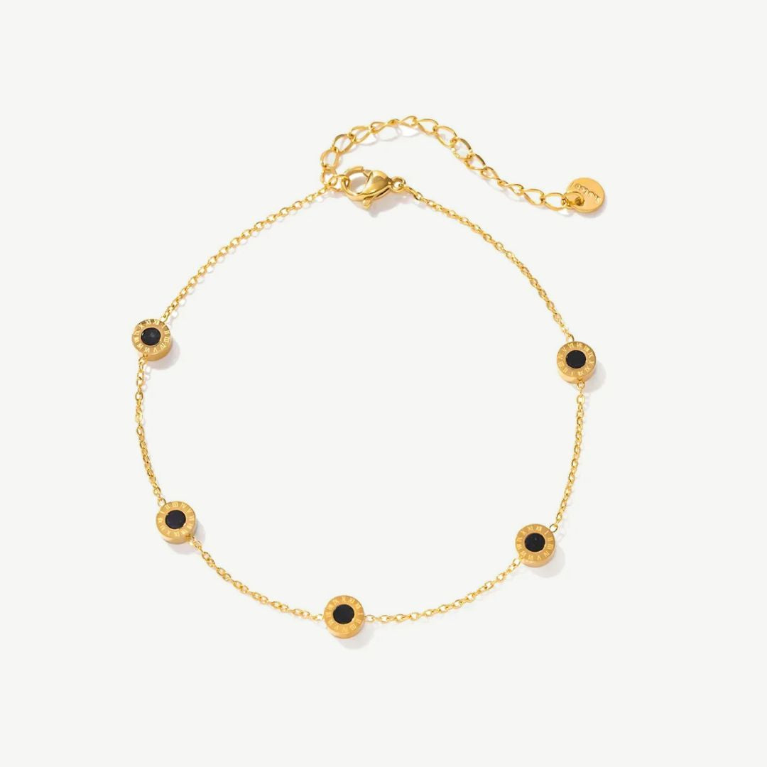 Roman (Black/White) Anklet