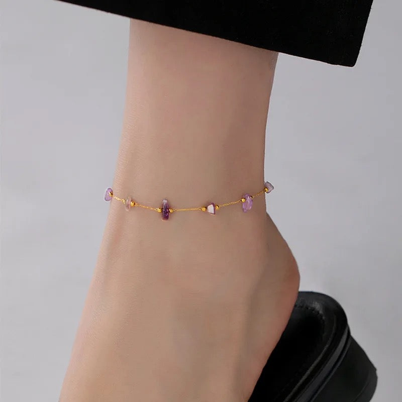 Purple Stone Anklet