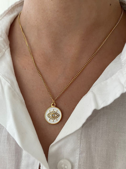 White Evil Eye Necklace