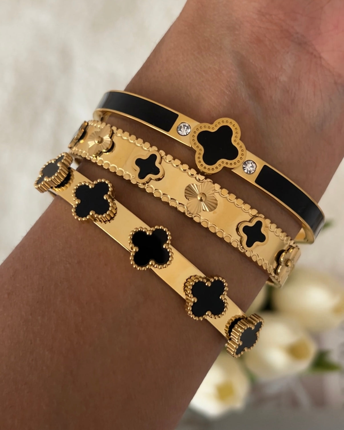 Black Van Cleef Bangle (Alhambra inspired)