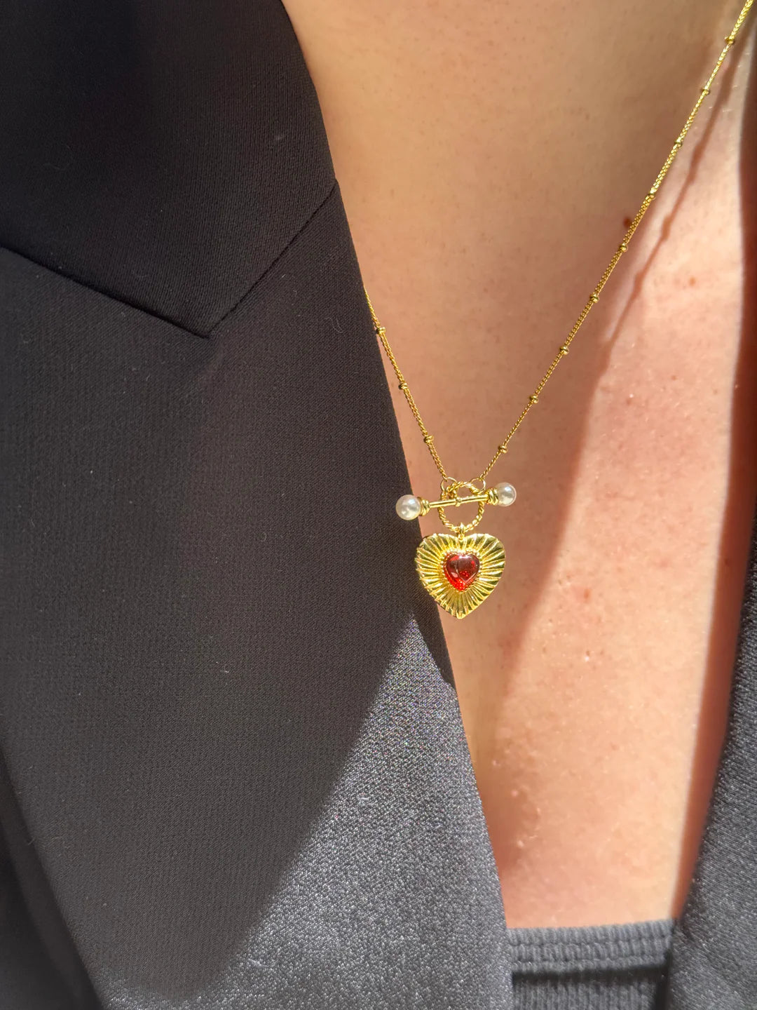 Red Heart Clasp Necklace