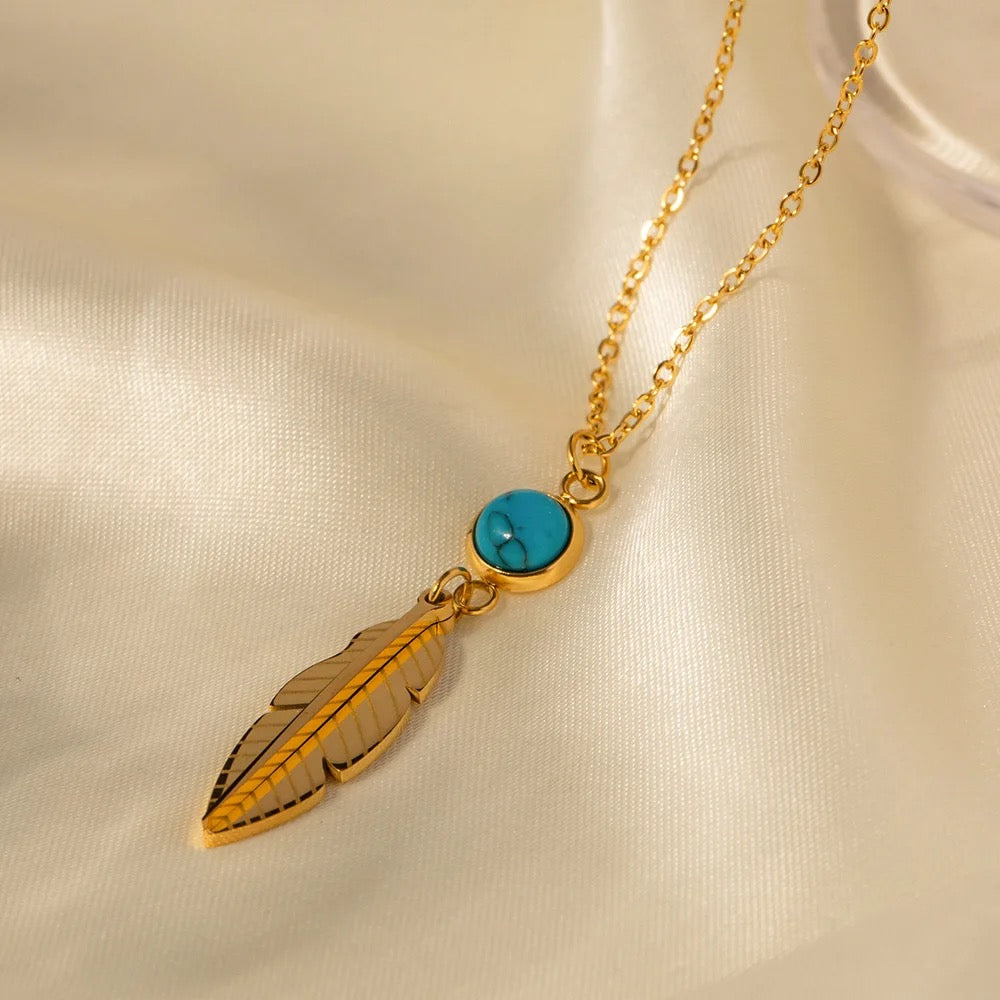 Blue Feather Necklace