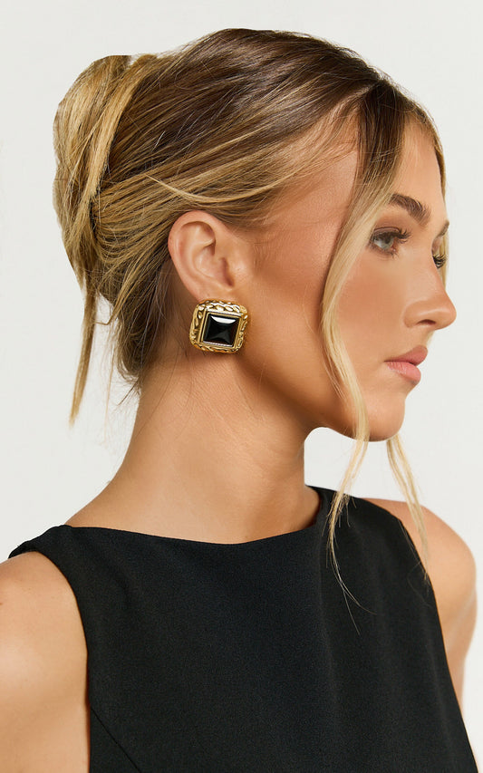 Black Square Earrings