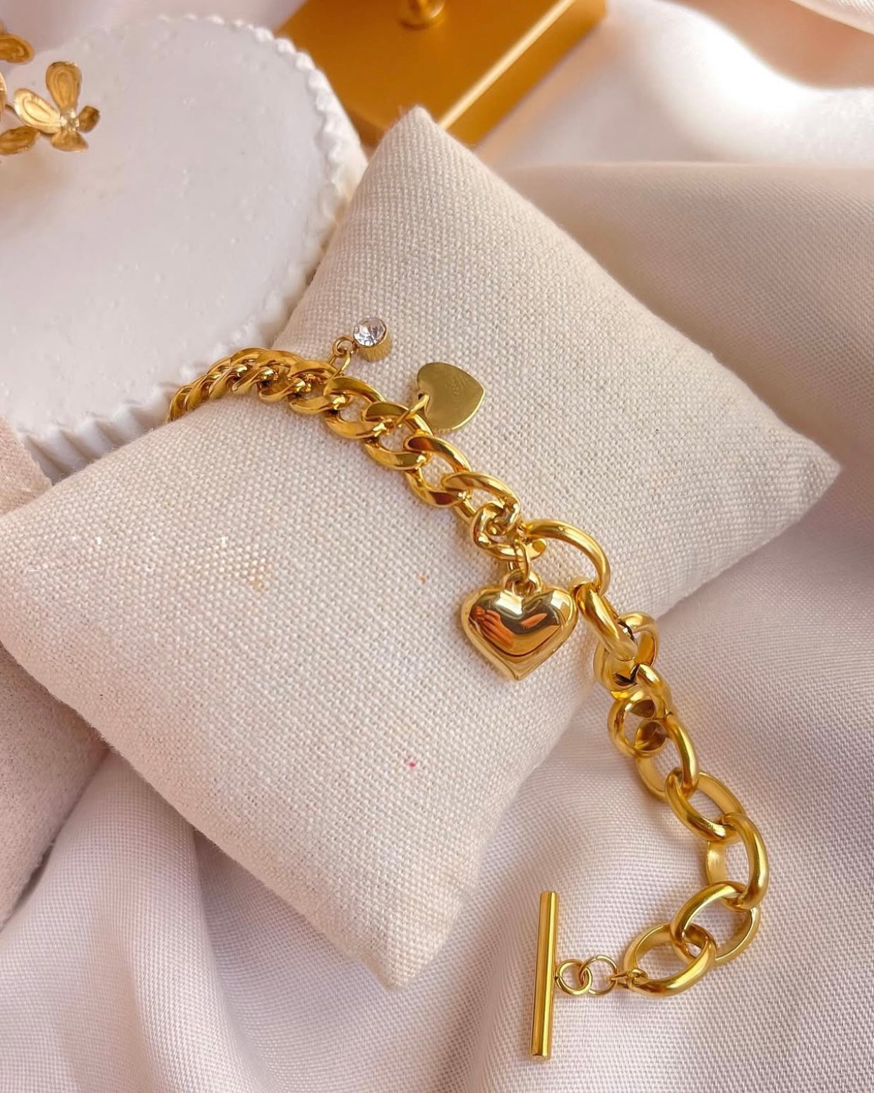 Chunky Heart Charm Bracelet