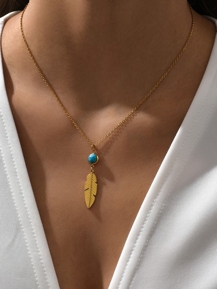 Blue Feather Necklace