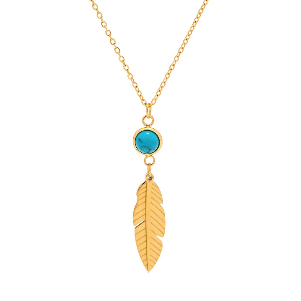 Blue Feather Necklace