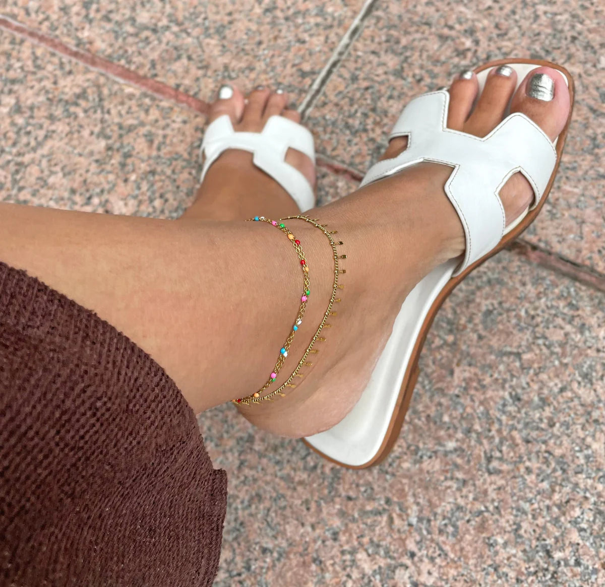 Confetti & Pearl Duo Anklet