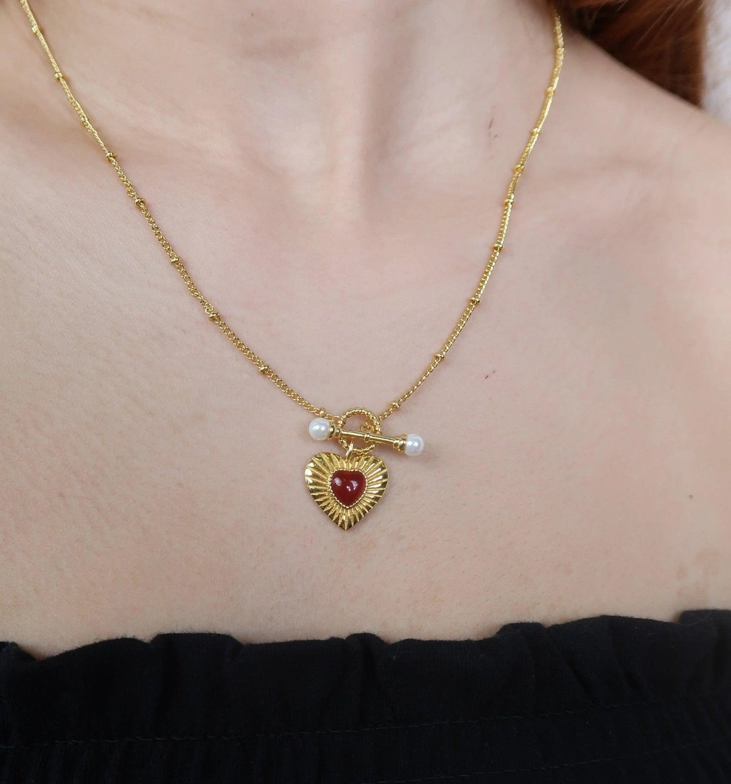 Red Heart Clasp Necklace
