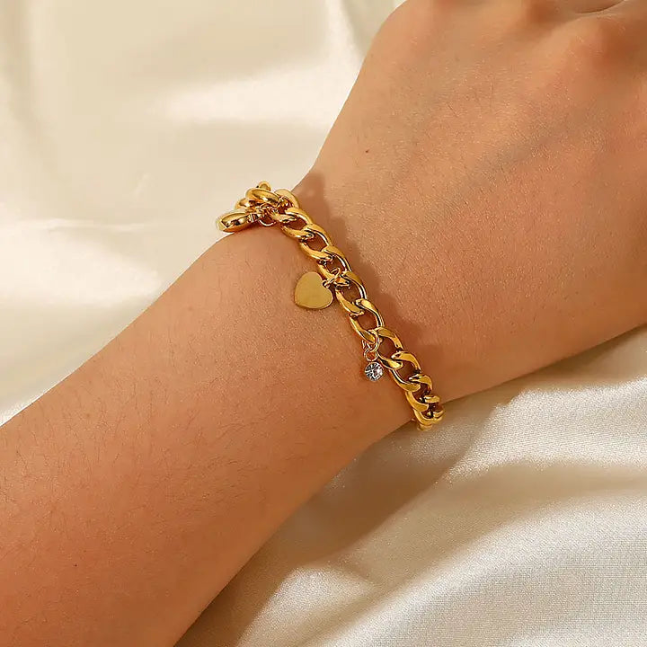 Chunky Heart Charm Bracelet