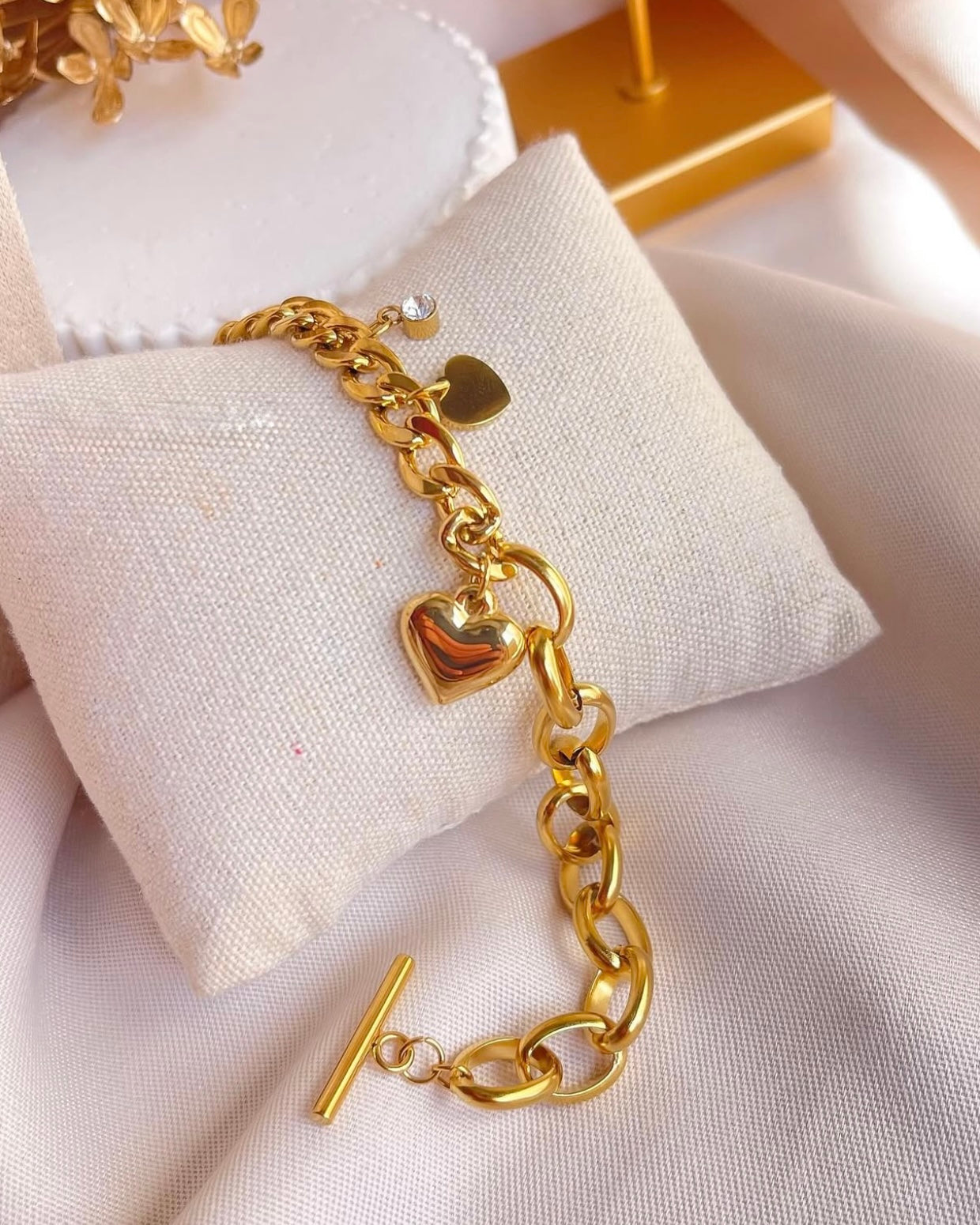 Chunky Heart Charm Bracelet