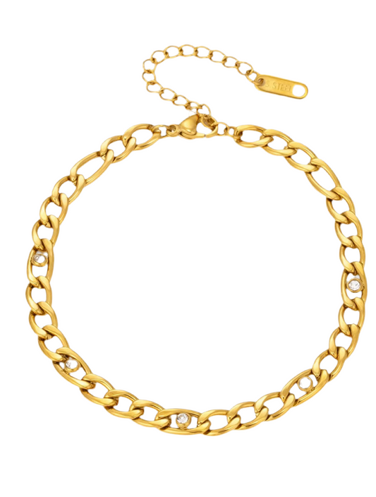 Figaro Chain with a Touch of Diamonds Bracelet