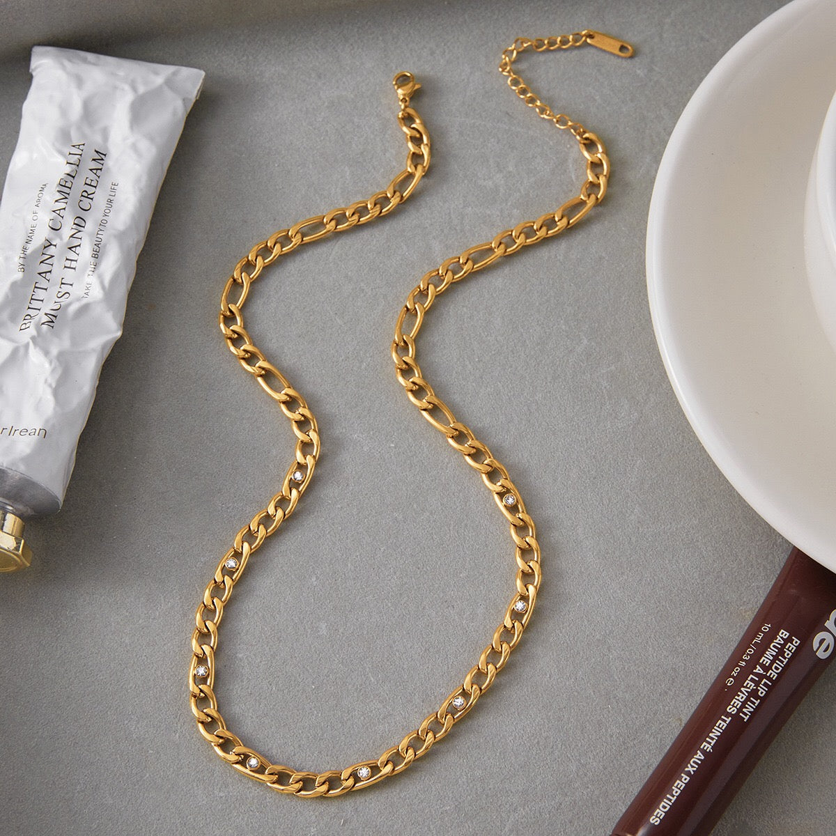 Figaro Chain with a Touch of Diamonds Necklace