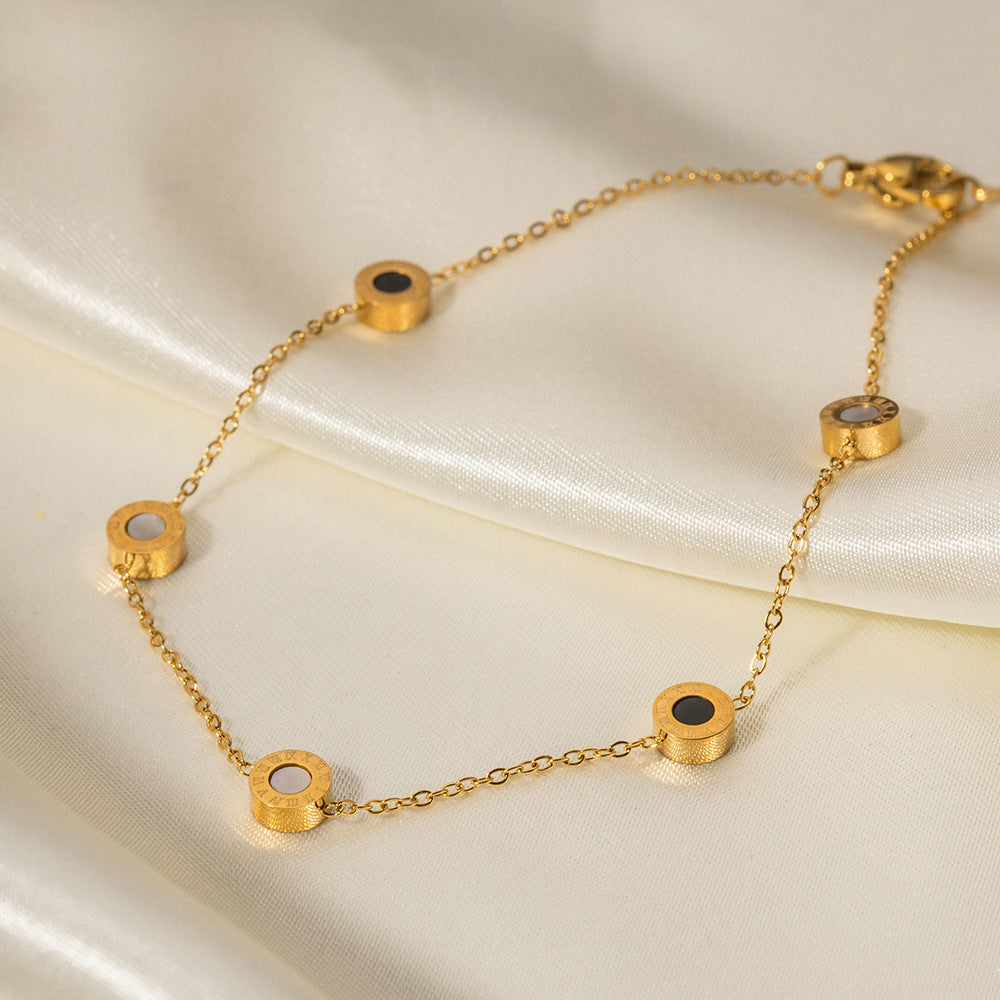Roman (Black/White) Anklet