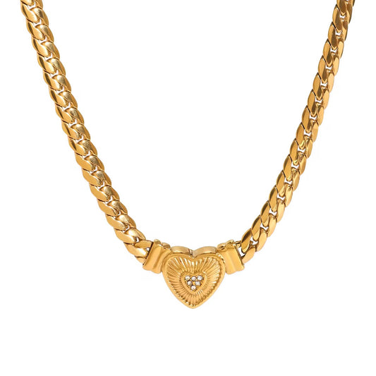 Heart Cuban Chain Necklace