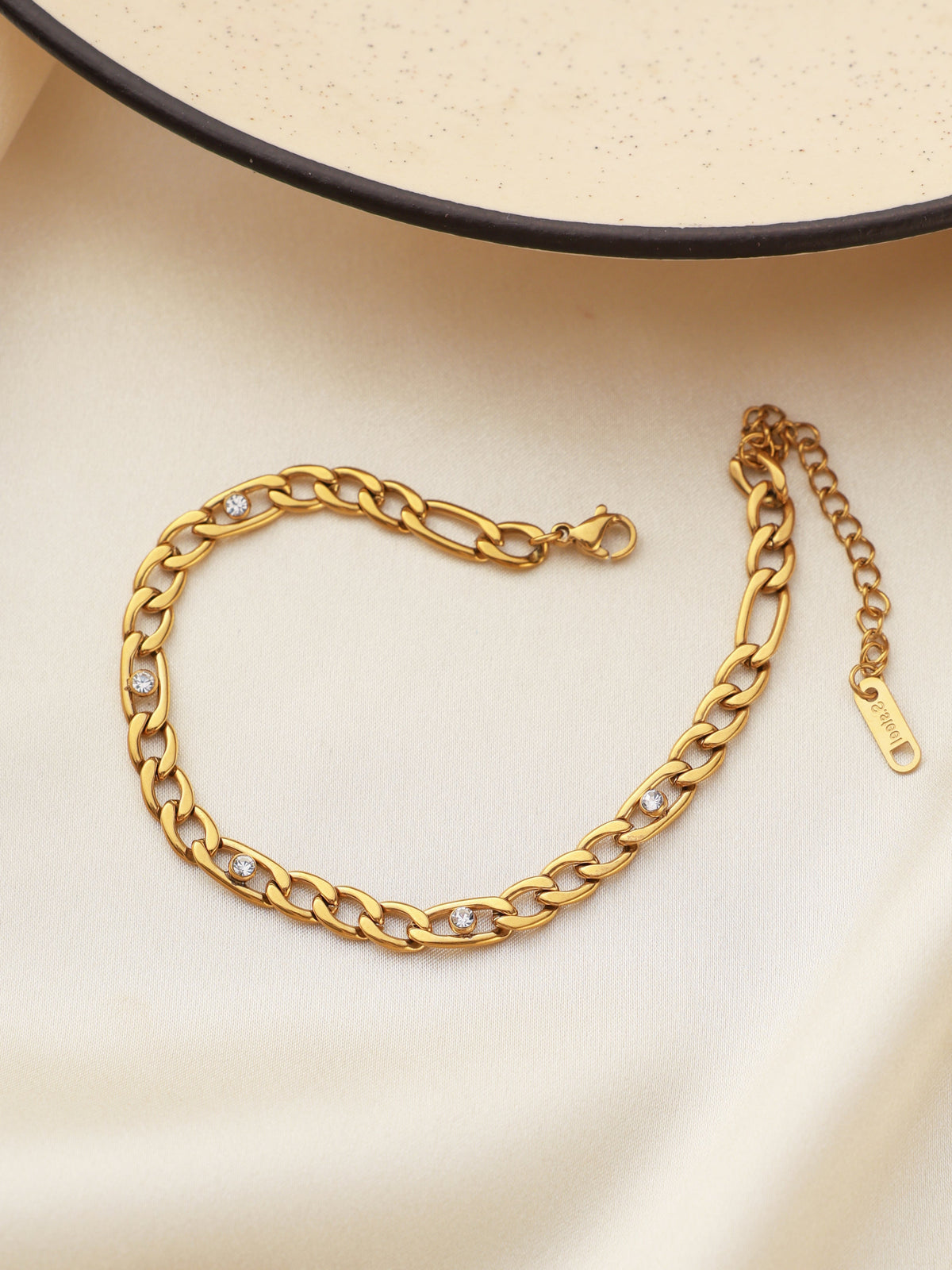 Figaro Chain with a Touch of Diamonds Bracelet