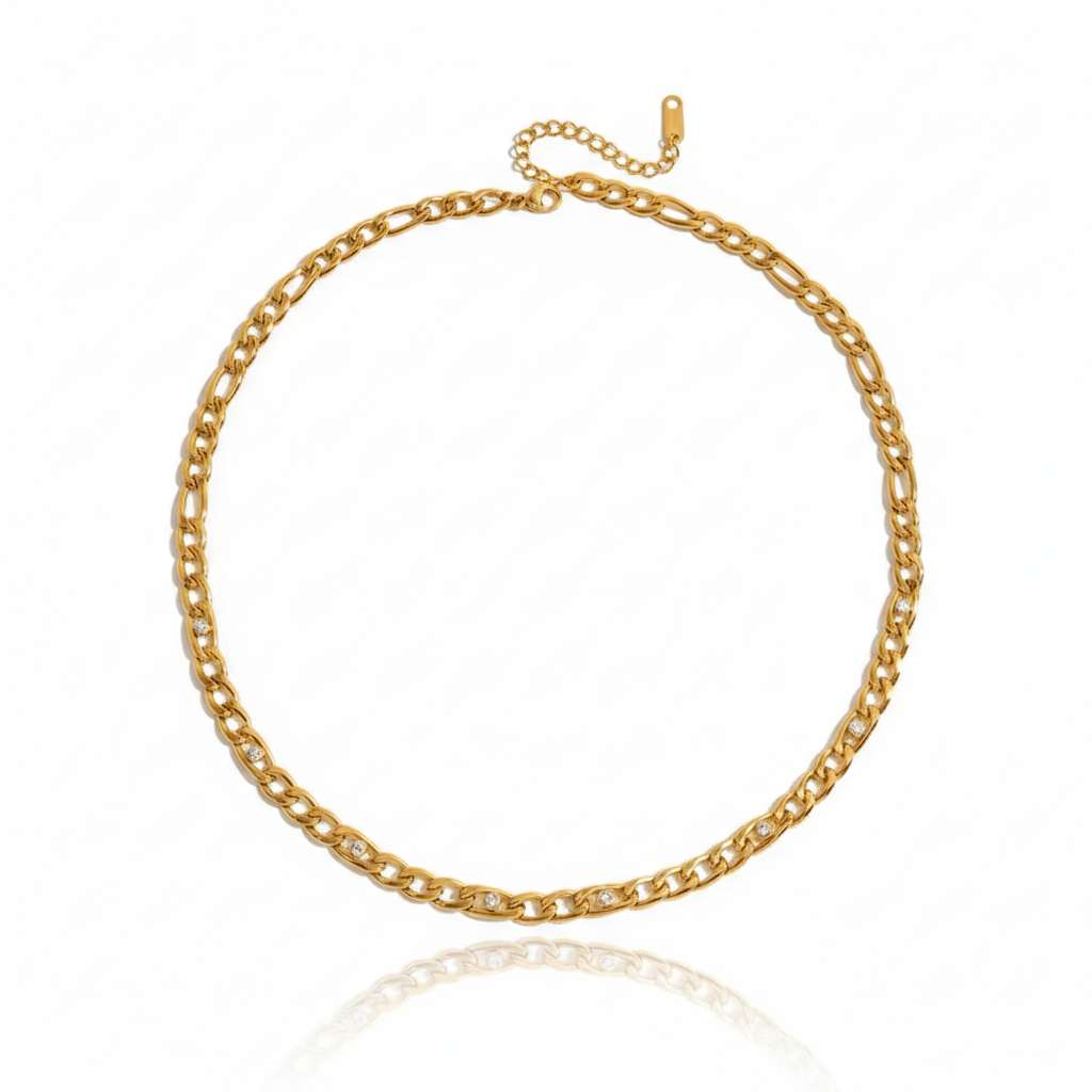 Figaro Chain with a Touch of Diamonds Necklace