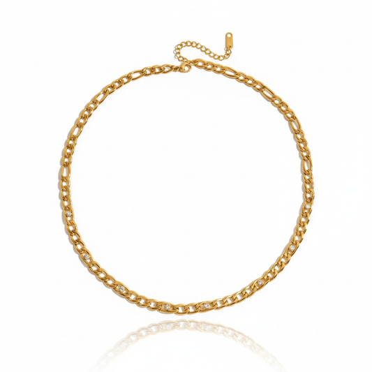 Figaro Chain with a Touch of Diamonds Necklace