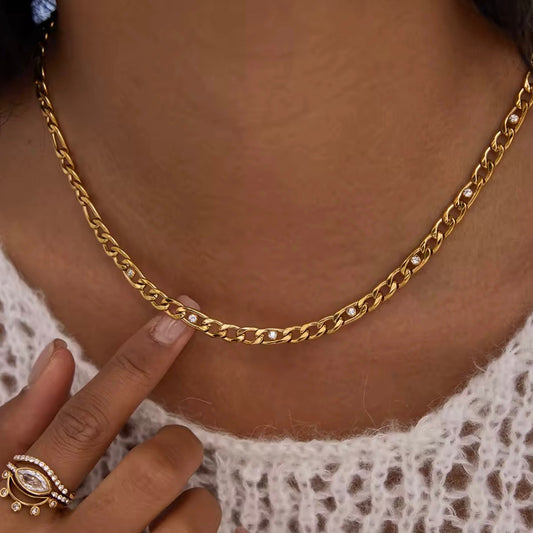 Figaro Chain with a Touch of Diamonds Necklace