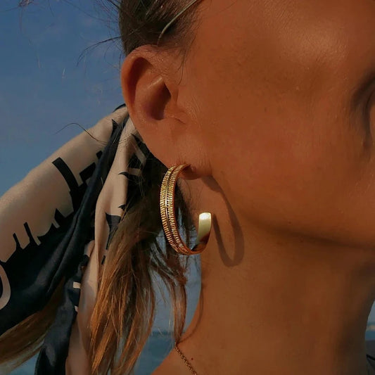 Leaf Textured Hoops