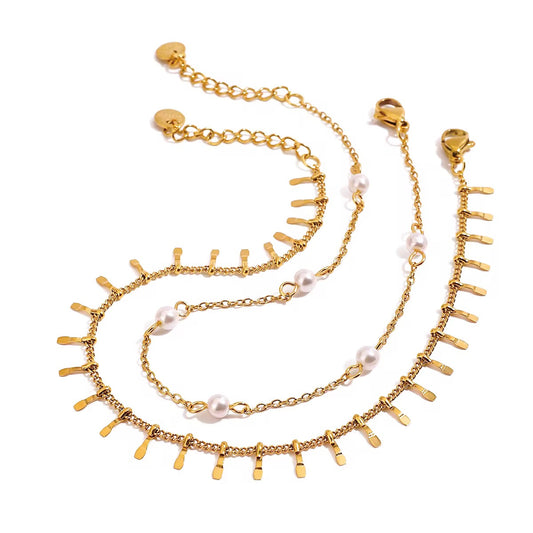 Confetti & Pearl Duo Anklet