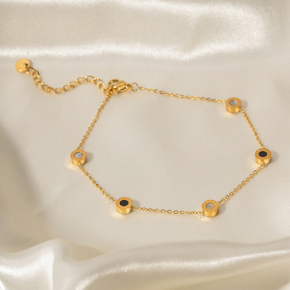 Roman (Black/White) Anklet