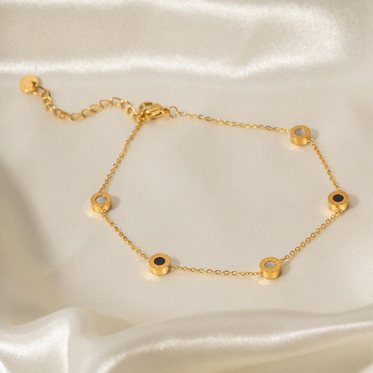 Roman (Black/White) Anklet
