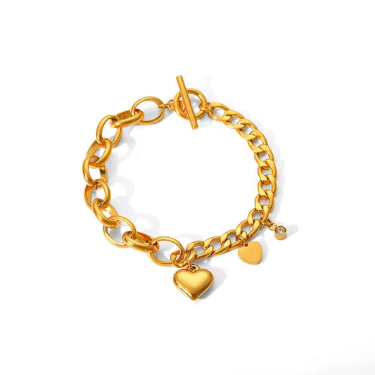 Chunky Heart Charm Bracelet