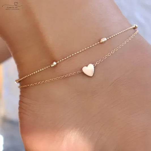 Double Layer Heart Anklet