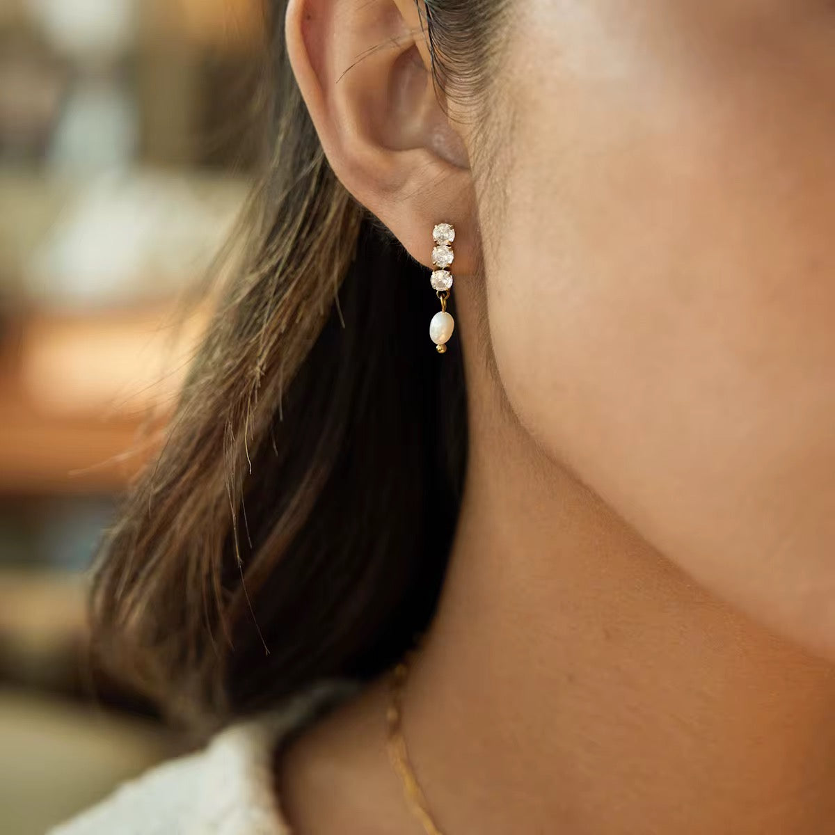 Tennis Pearl Earrings