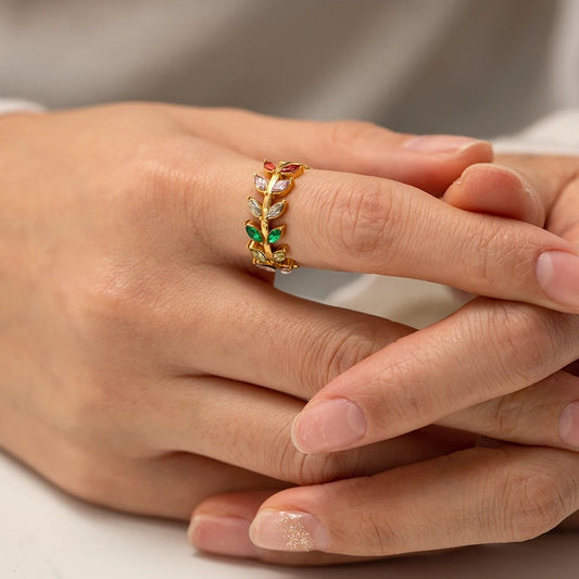 Colorful Leaf Ring