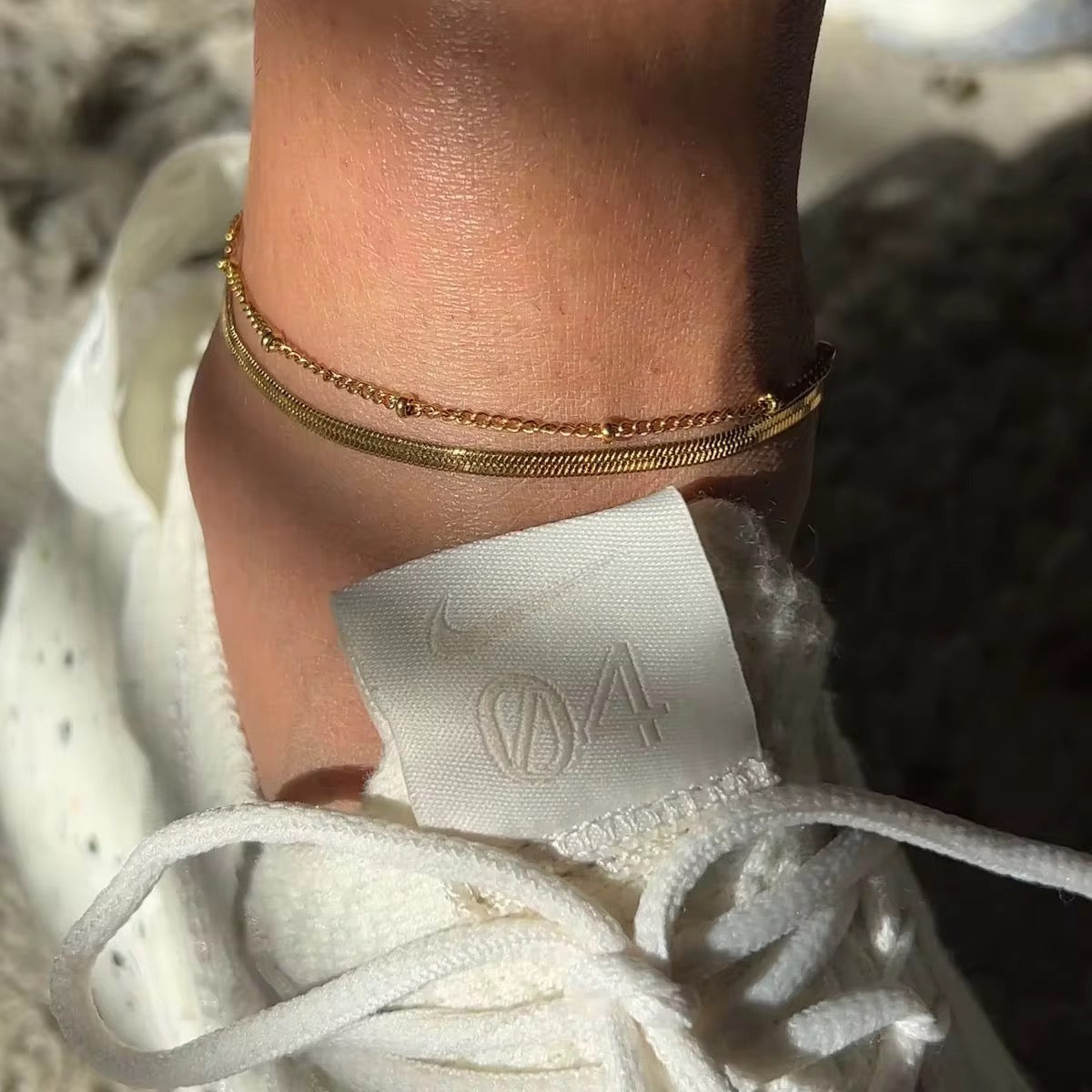 Double Layer Chains Anklet