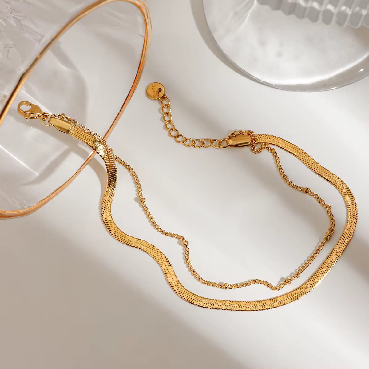 Double Layer Chains Anklet