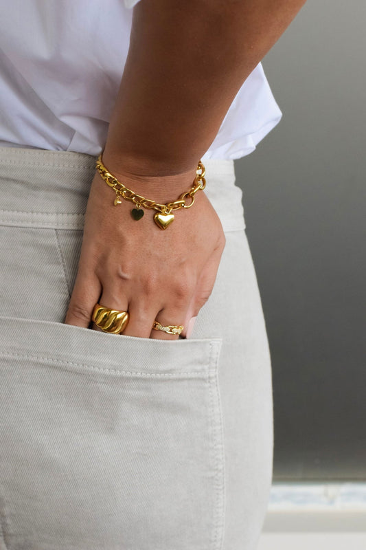 Chunky Heart Charm Bracelet