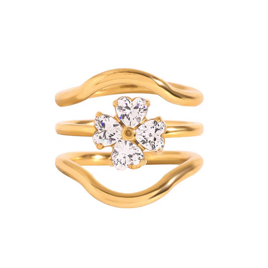 3 Clover Ring Stack Set