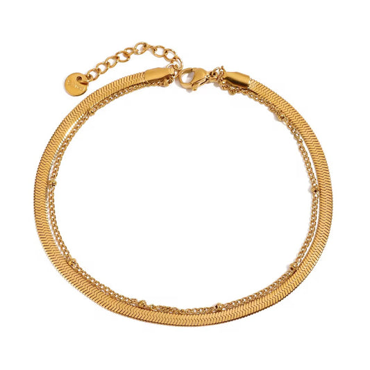 Double Layer Chains Anklet