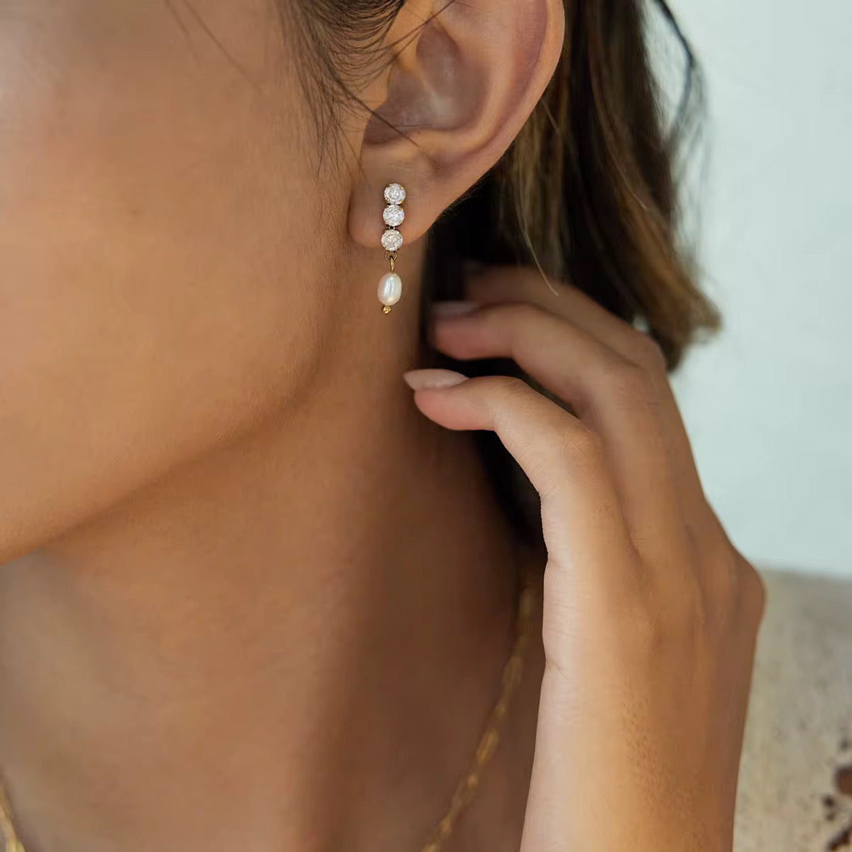 Tennis Pearl Earrings