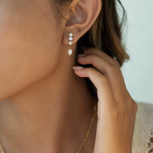 Tennis Pearl Earrings