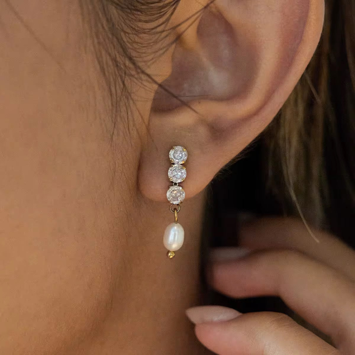 Tennis Pearl Earrings