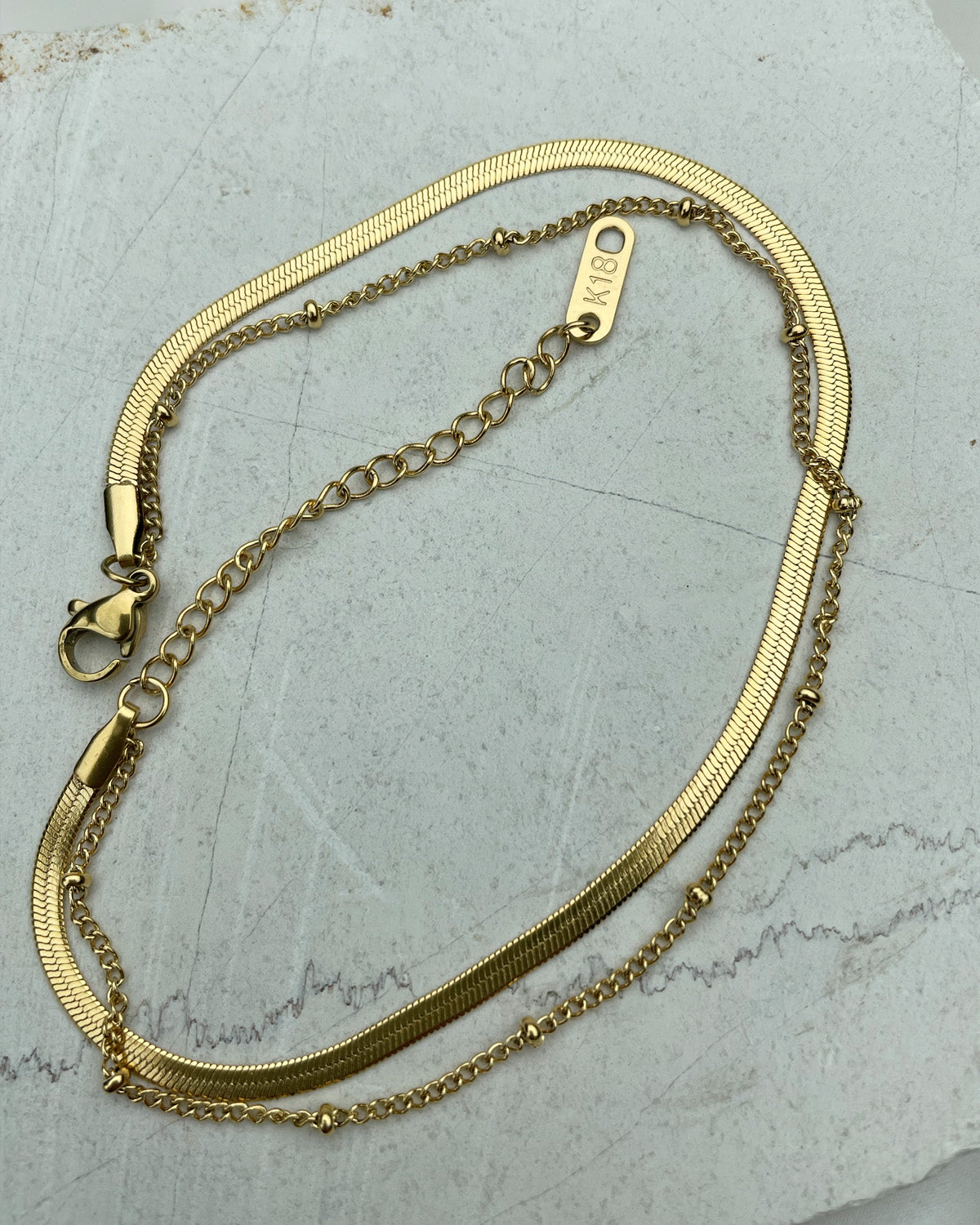 Double Layer Chains Anklet