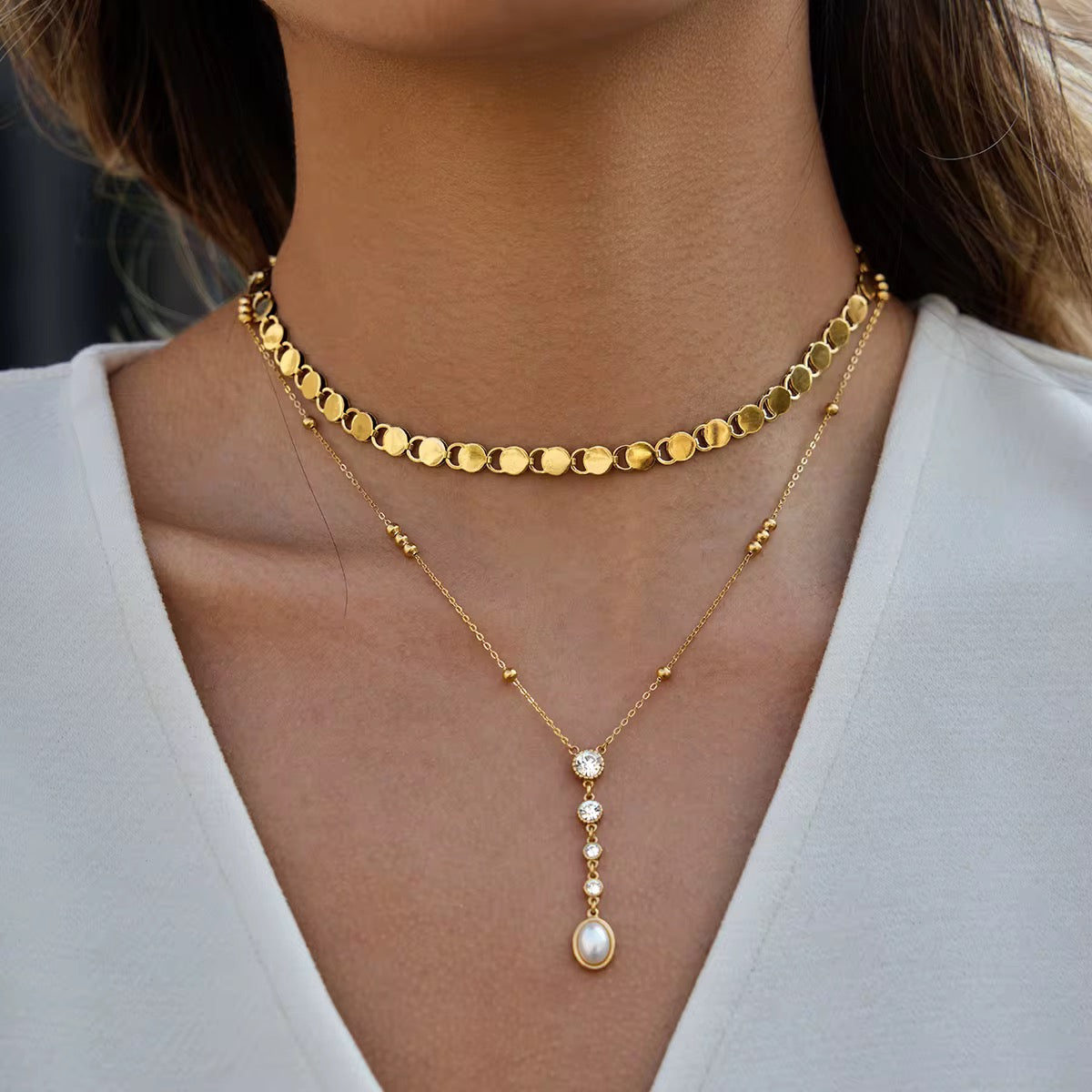 Pearl Line Necklace