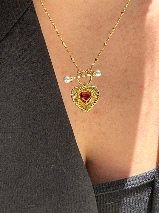 Red Heart Clasp Necklace