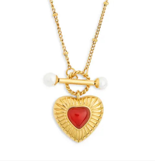 Red Heart Clasp Necklace